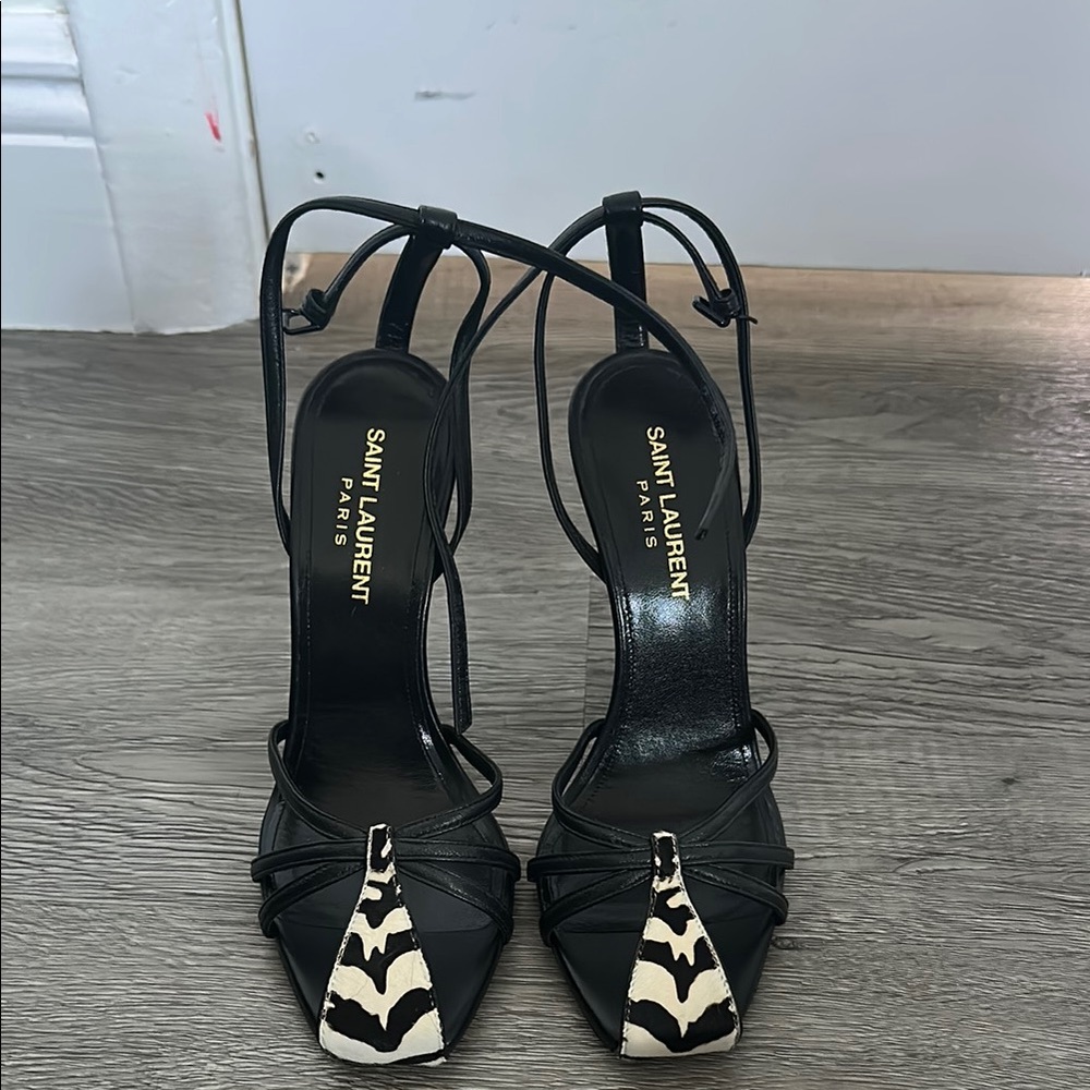 Saint Laurent Black and White Stiletto Heels